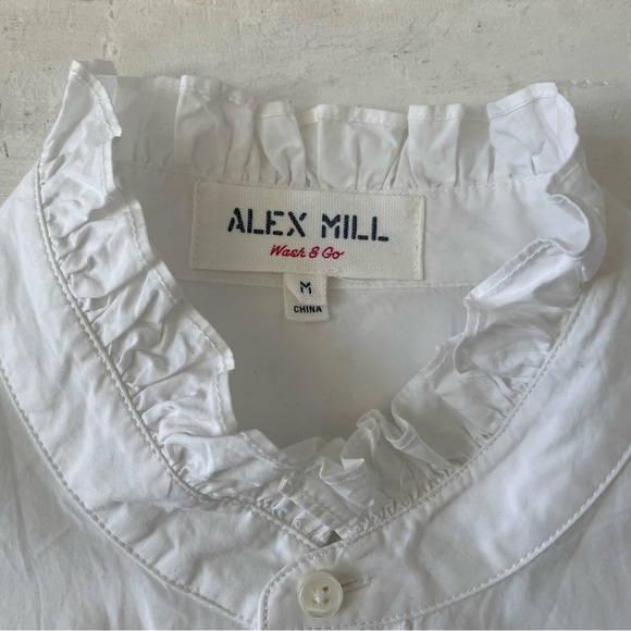 ALEX MILL Women's Easy Ruffle White Shirt Size L - Picture 8 of 13